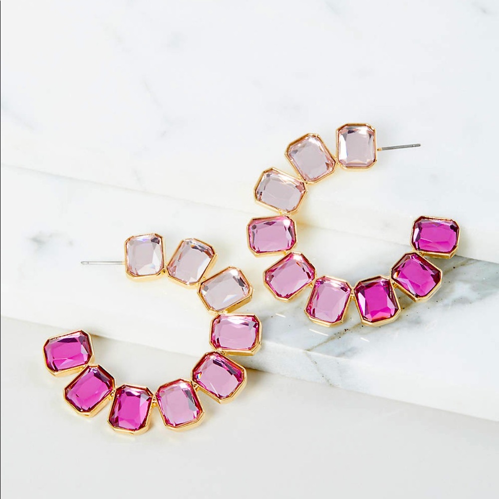 Ombré Faceted Stone Hoop Earrings